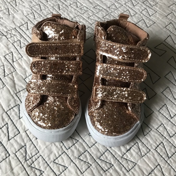 BABY GAP GIRL Glitter Gold Hi-Top Sneakers shoes NWT 7